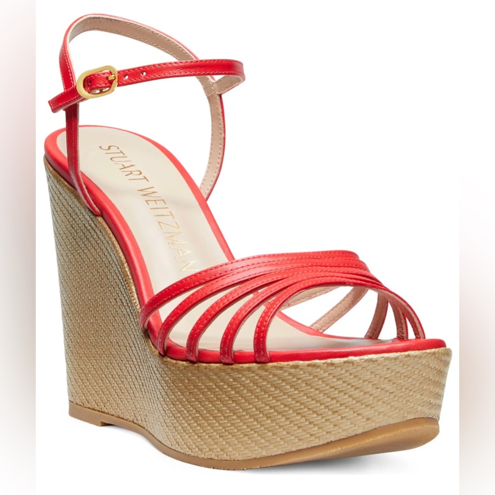 Stuart Weizman Red Strappy Wedge - image 1